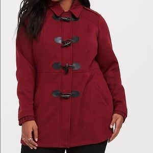 Torrid Hooded Burgundy Toggle Jacket
